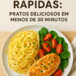 ## Introdução às Receitas Rápidas Vivemos uma rotina agitada, e muitas vezes falta tempo para preparar um bom prato. As **receitas rápidas** surgem como uma solução eficiente para quem deseja comer bem sem passar horas na cozinha. Neste post, vamos explorar várias opções saborosas que podem ser preparadas em menos de 30 minutos, garantindo praticidade e saúde no dia a dia. ## 1. Salada Mediterrânea Rápida ### Ingredientes - 2 xícaras de alface picada - 1/2 xícara de tomate-cereja - 1/2 xícara de pepino em cubos - 1/2 xícara de azeitonas pretas - 100g de queijo feta - Azeite, sal e pimenta a gosto ### Modo de Preparo Para preparar esta deliciosa salada, basta misturar todos os ingredientes em uma tigela grande. Regue com um fio de azeite e tempere com sal e pimenta a gosto. Essa opção é perfeita para um almoço leve ou um lanche. ## 2. Macarrão ao Alho e Óleo ### Ingredientes - 250g de macarrão (tipo espaguete) - 4 dentes de alho picados - 4 colheres de sopa de azeite - Pimenta calabresa a gosto - Queijo parmesão ralado ### Modo de Preparo Cozinhe o macarrão em água salgada até ficar al dente. Em uma frigideira, aqueça o azeite e adicione o alho picado, fritando até dourar. Misture o macarrão cozido na frigideira e adicione a pimenta e o queijo parmesão. Sirva quente e aproveite! ## 3. Omelete de Espinafre e Tomate ### Ingredientes - 4 ovos - 1 xícara de espinafre fresco - 1/2 xícara de tomate picado - Sal e pimenta a gosto ### Modo de Preparo Bata os ovos em uma tigela e adicione o espinafre e o tomate picado. Tempere com sal e pimenta. Em uma frigideira antiaderente, despeje a mistura e cozinhe até que os ovos estejam firmes. Uma opção nutritiva e cheia de sabor! ## 4. Wrap de Frango com Abacate ### Ingredientes - 2 tortilhas de trigo - 200g de peito de frango cozido e desfiado - 1/2 abacate fatiado - Alface, tomate e maionese a gosto ### Modo de Preparo Em uma tortilha, coloque o frango desfiado, o abacate, alface, tomate e maionese. Enrole como um wrap e corte ao meio. Uma refeição prática para um lanche ou jantar. ## Dicas para Receitas Rápidas - Planeje suas refeições para evitar improvisos. - Tenha sempre ingredientes básicos à mão como massas, ovos e verduras. - Utilize panelas e utensílios que acelerem o processo de cozimento. ### Conclusão As **receitas rápidas** são ideais para quem vive na correria, mas não quer abrir mão de uma alimentação gostosa e saudável. Experimente essas opções e descubra como é fácil cozinhar bem em pouco tempo!